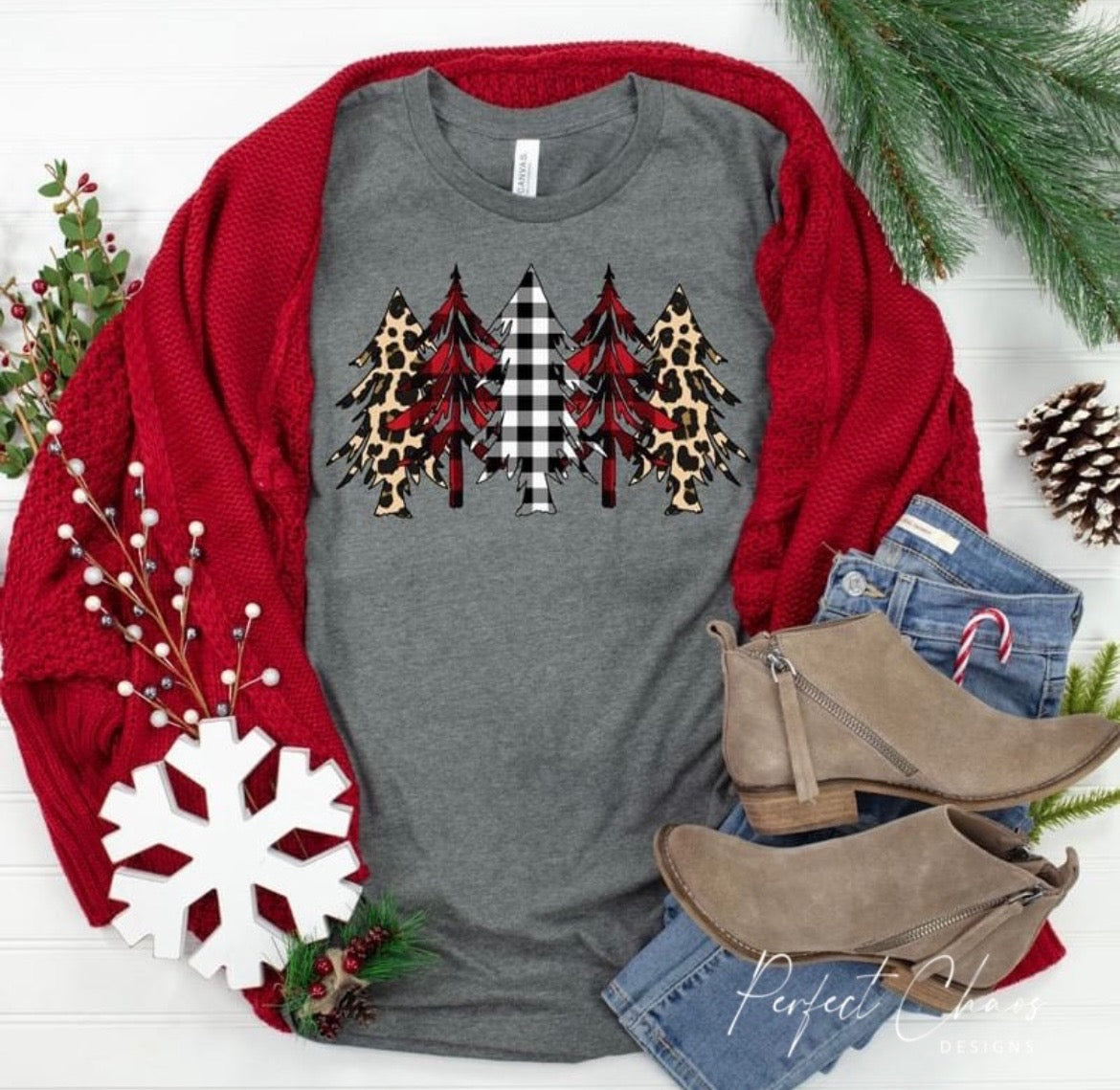 Leopard/plaid/checkered Christmas trees