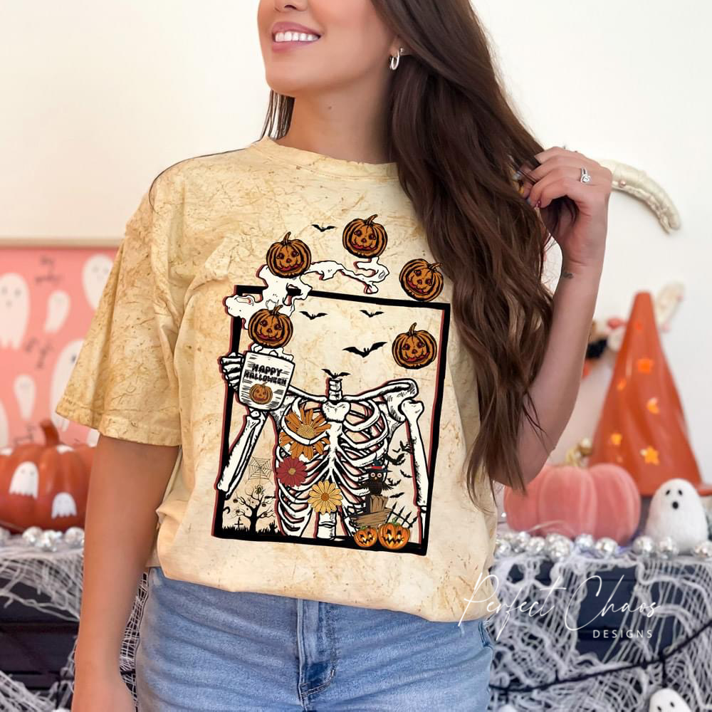 Skeleton Pumpkin Floating Heads