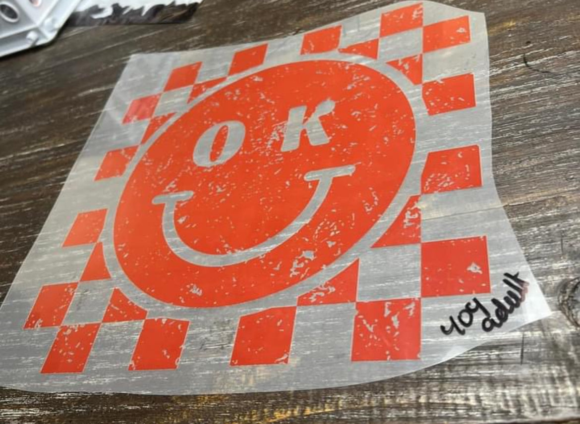 OK Smiley Face Checkered
