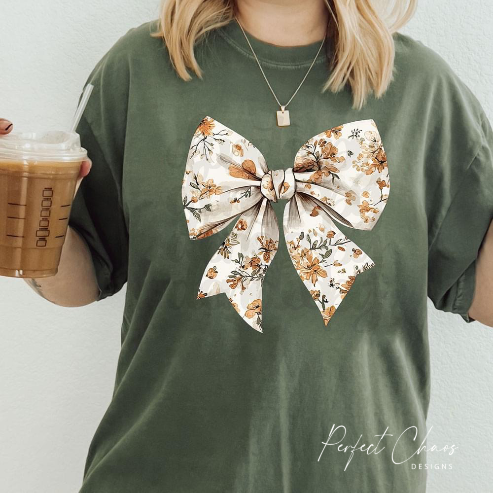 Floral Fall White Bow