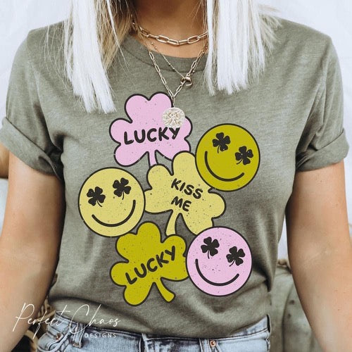 Lucky Kiss Me Four leaf Clovers