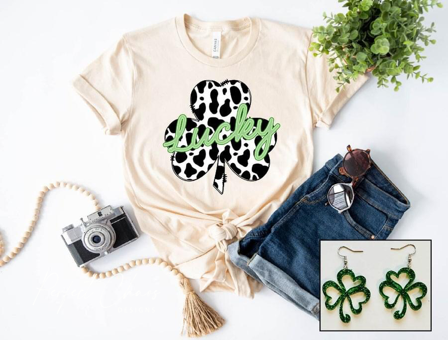 Lucky Cow Print Clover