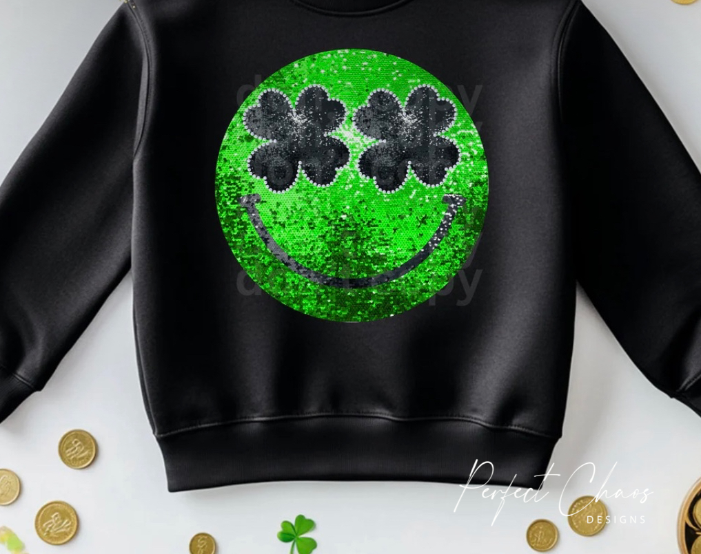Glittery Clover Smiley Face