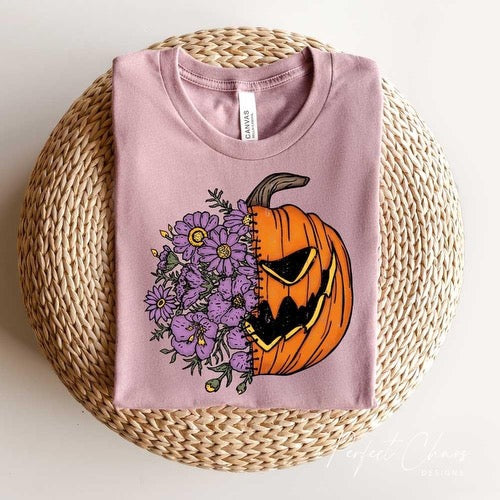 Half Pumpkin Half Flowers
