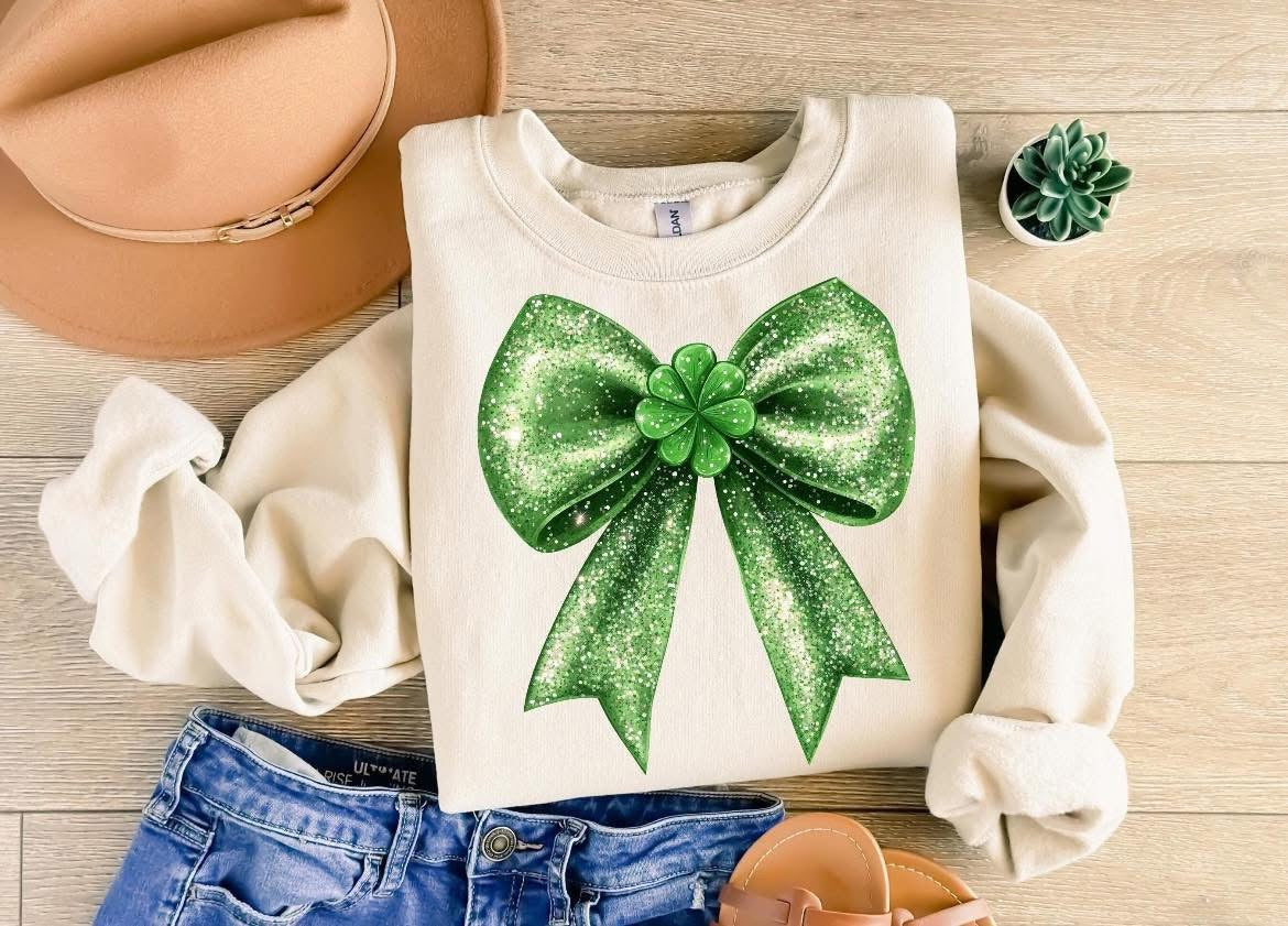 Glittery Clover Bow