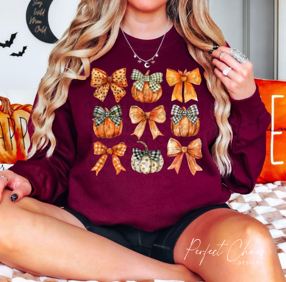 Fall Pumpkin Bows Stacked