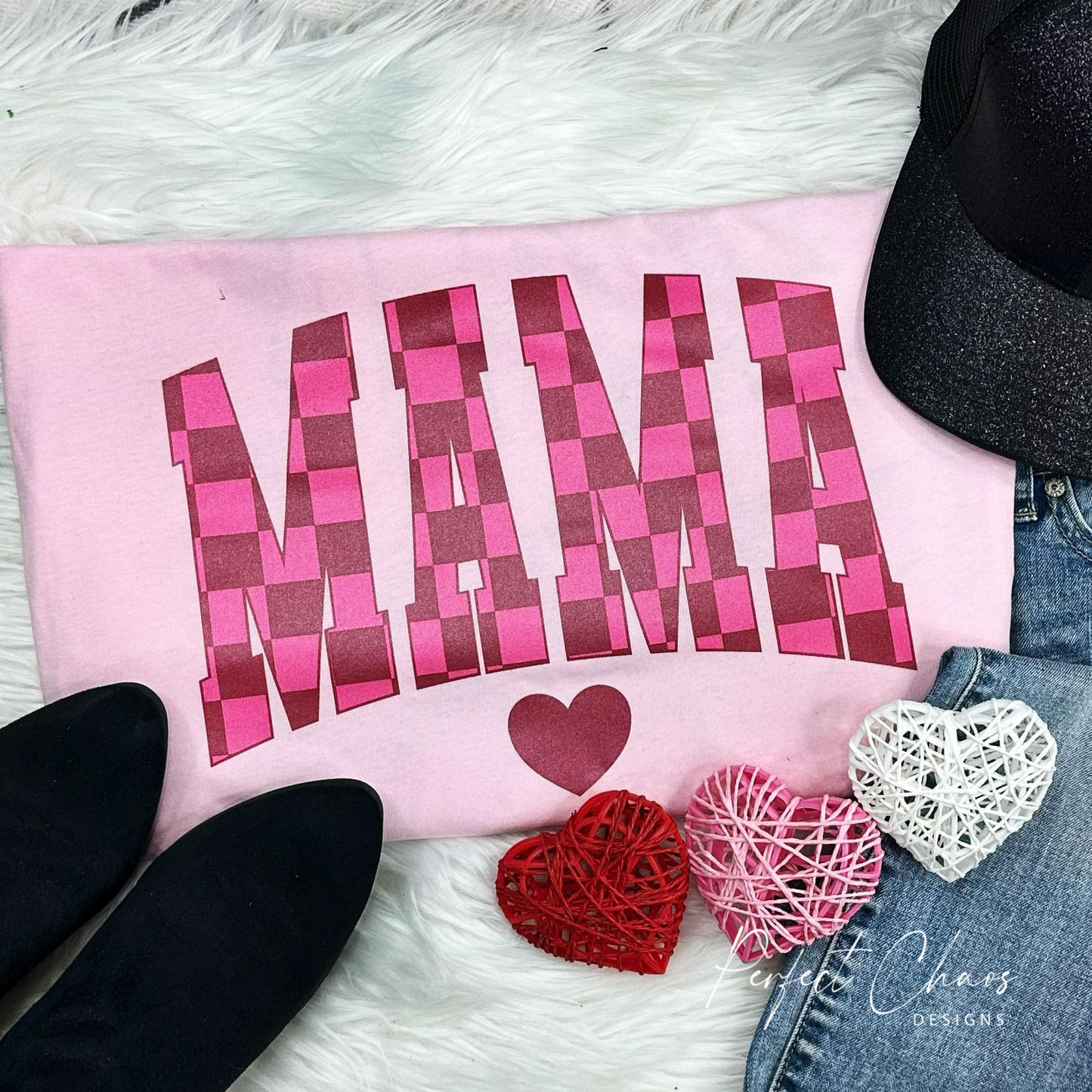 Mama Checkered Heart
