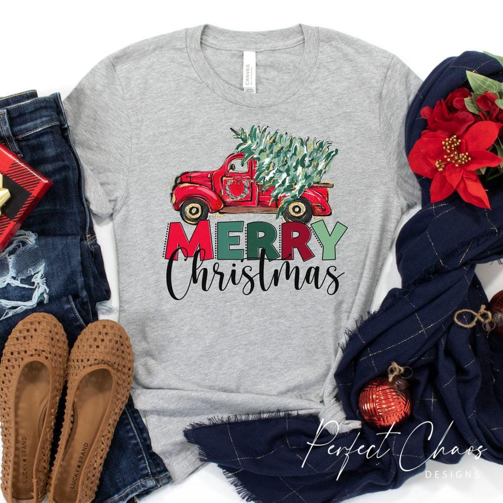 Merry Christmas Red Vintage Truck
