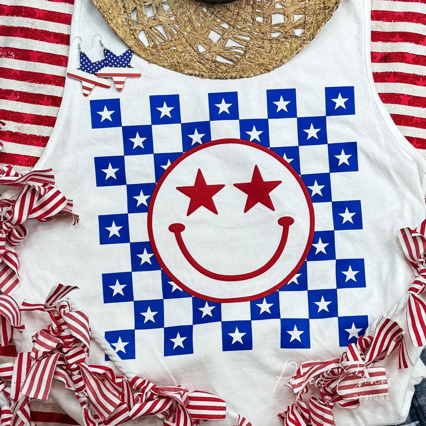 Patriotic Star Smiley Face