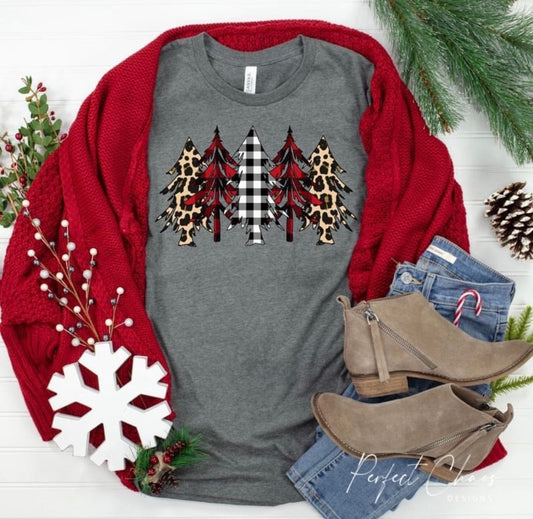 Leopard/plaid/checkered Christmas trees