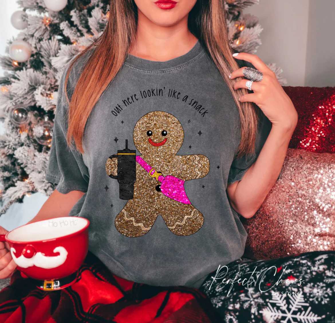 Out here lookin like a snack - Gingerbread man - Glitter Like