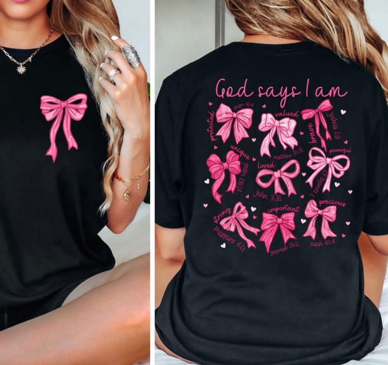 God Says i am - Pink Bows