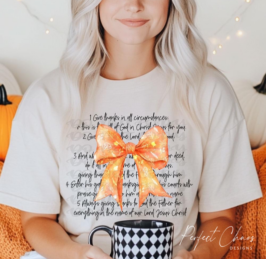 Give thanks in all circumstances + Bow