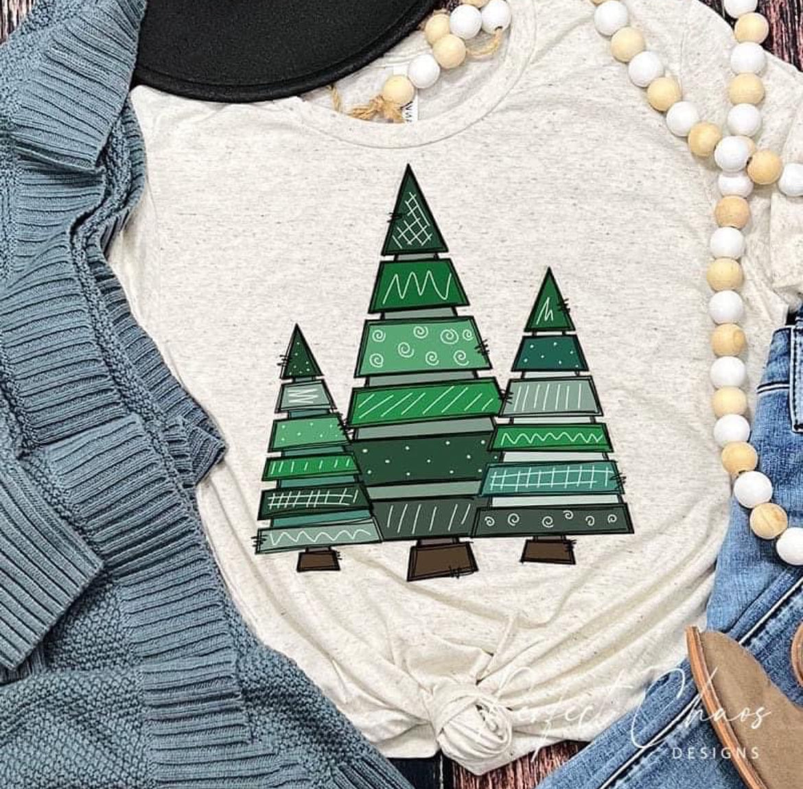 Green Patterned Christmas Trees