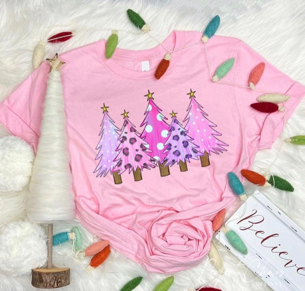Pink/purple Polka Dot Christmas trees