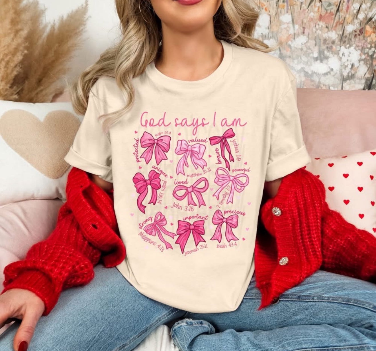 God Says i am - Pink Bows