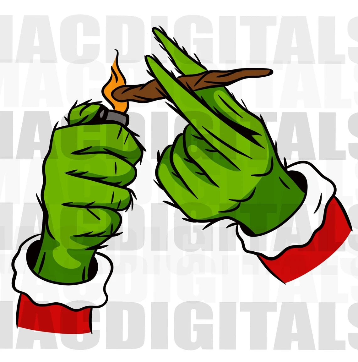 Green Man Hands Smoking
