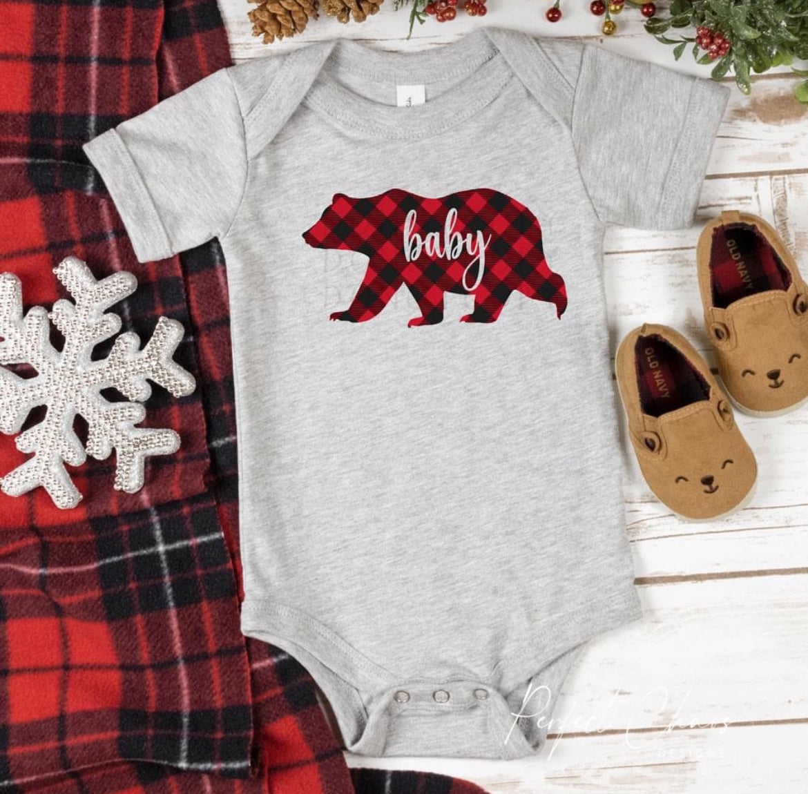 Family Plaid Custom Name Bear