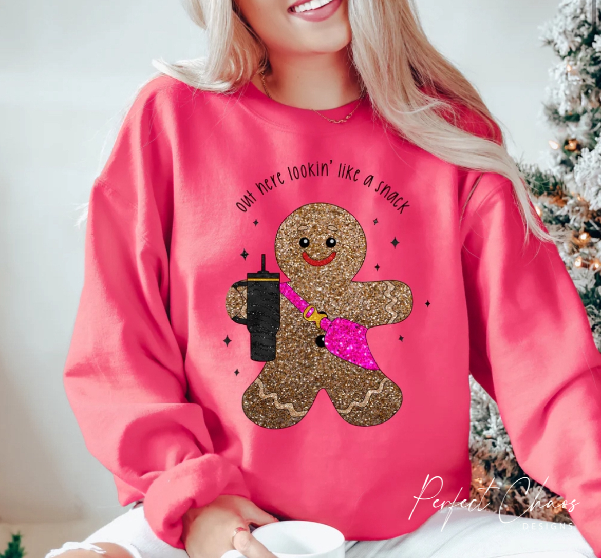 Out here lookin like a snack - Gingerbread man - Glitter Like