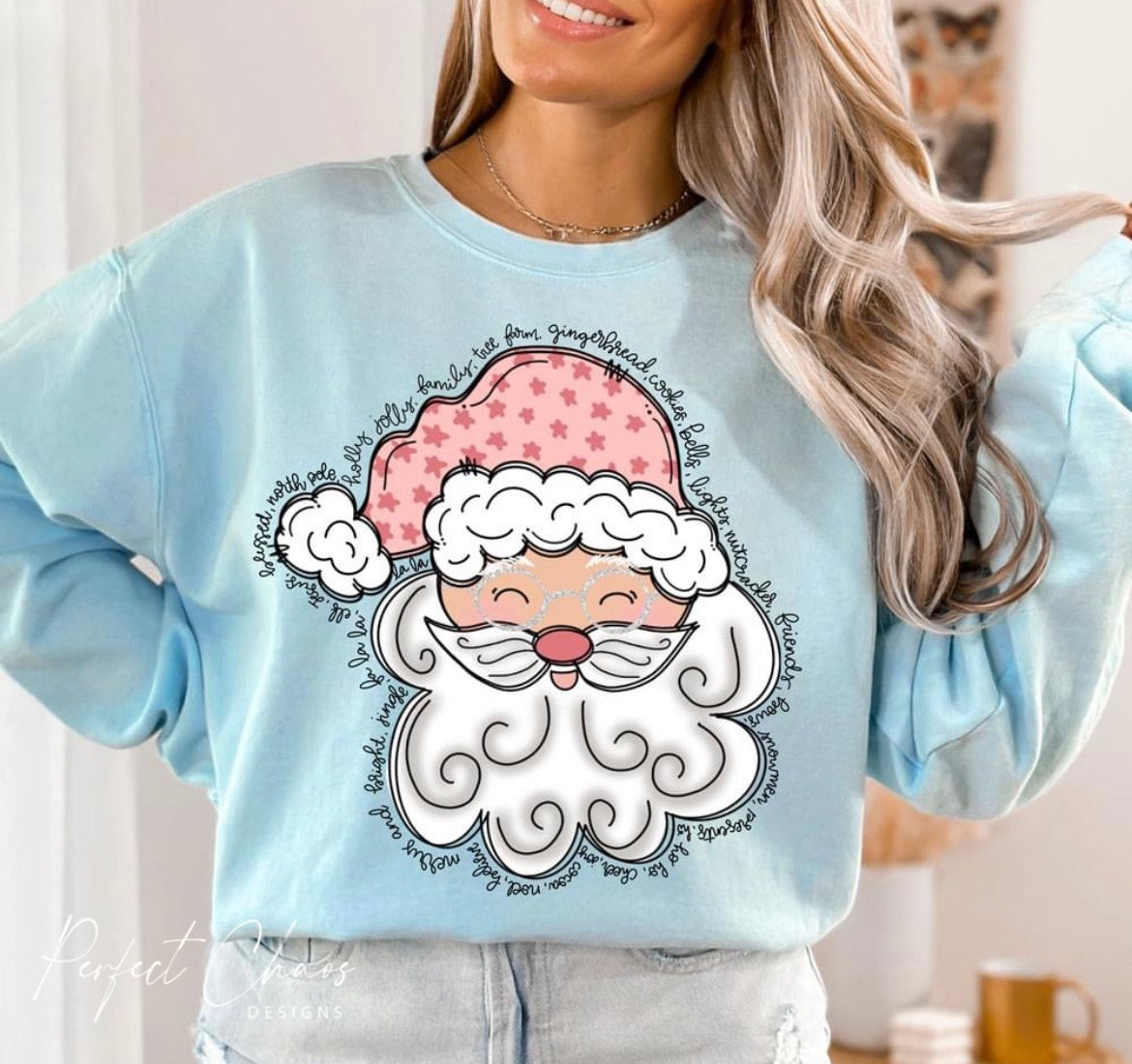 Holly Jolly Words Circled Around Santa