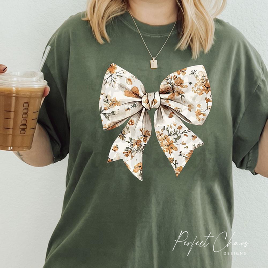 Floral Fall White Bow