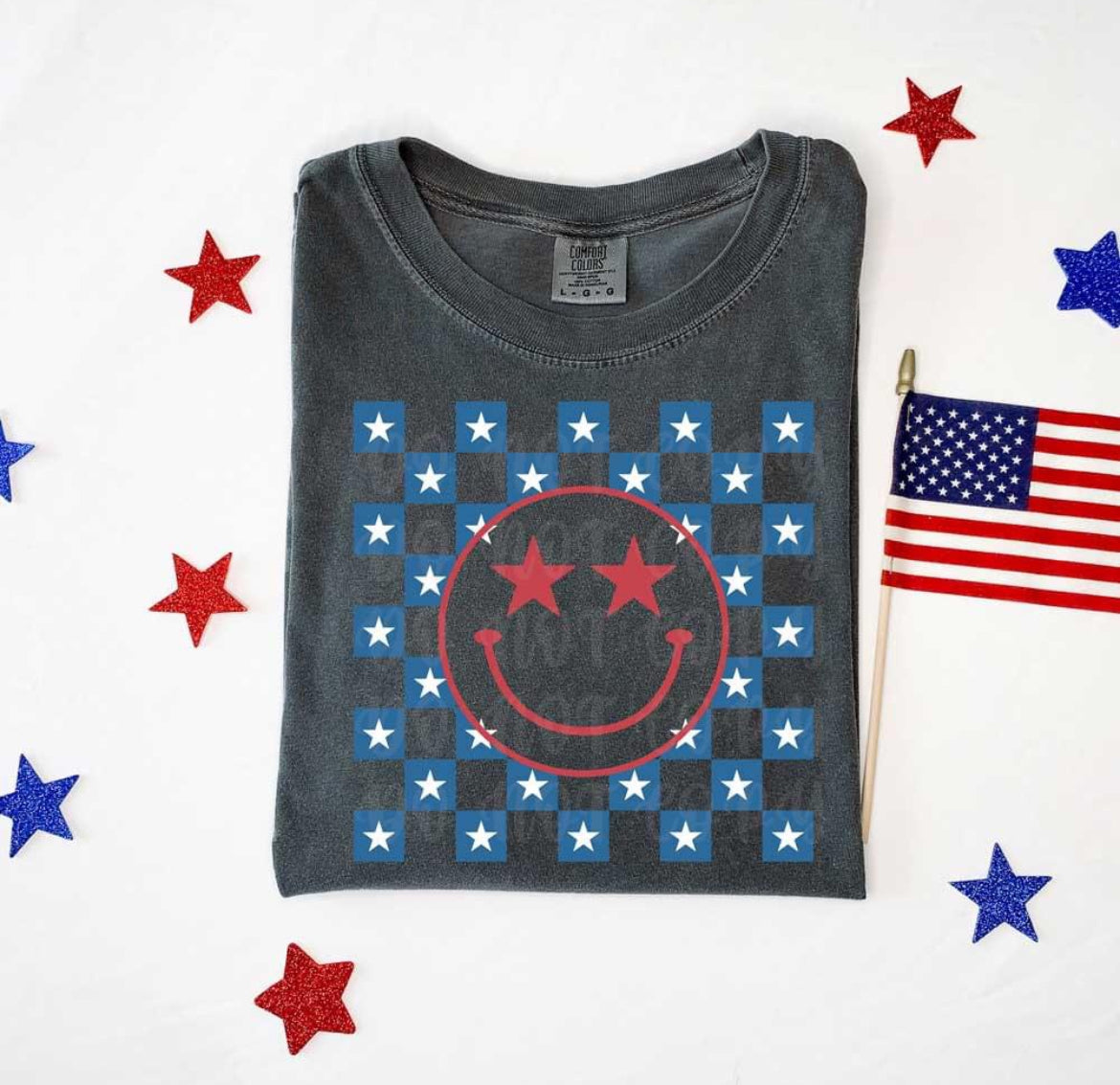 Patriotic Star Smiley Face