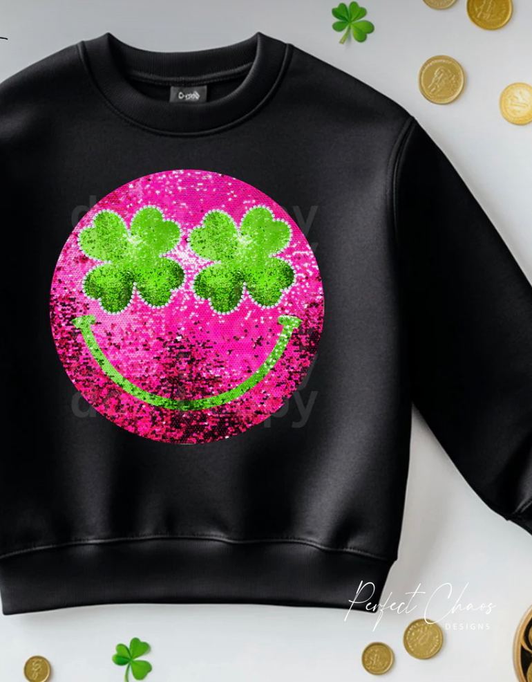 Glittery Clover Smiley Face