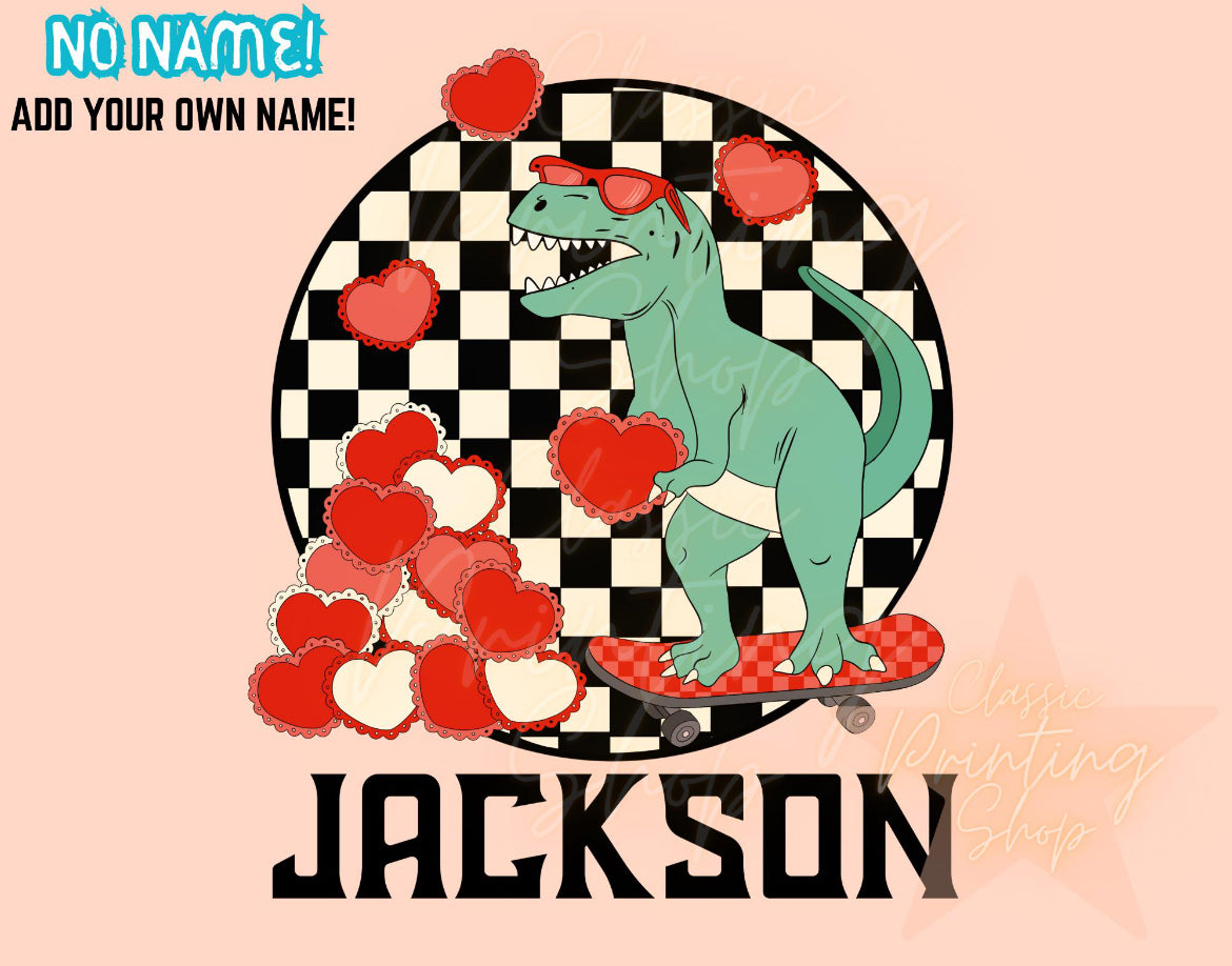 Checkered Heart Custom Dinosaur