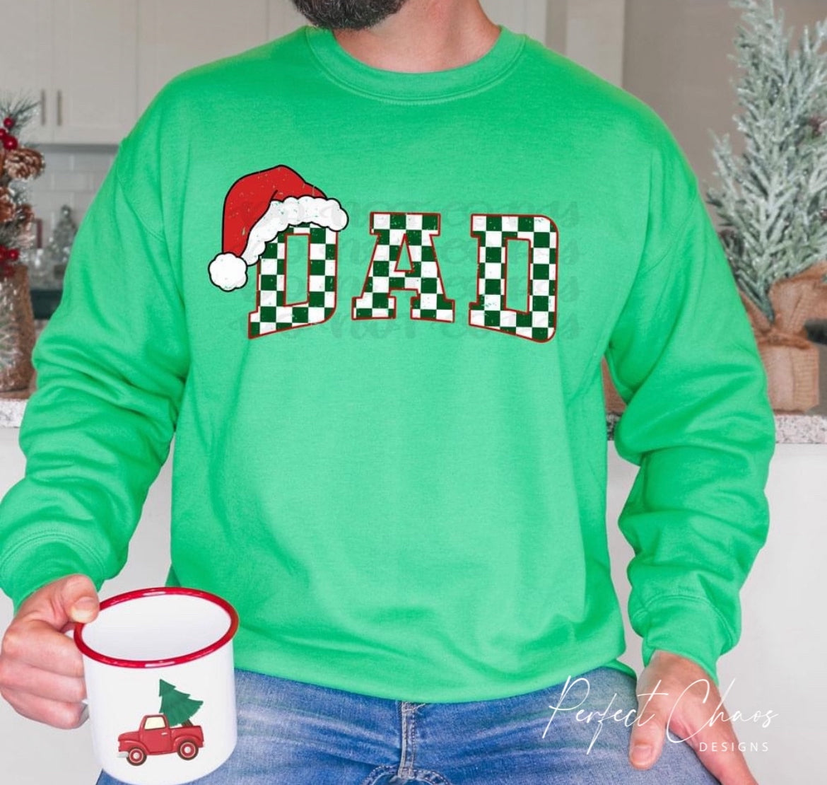 Family Plaid Santa Hat Custom Name