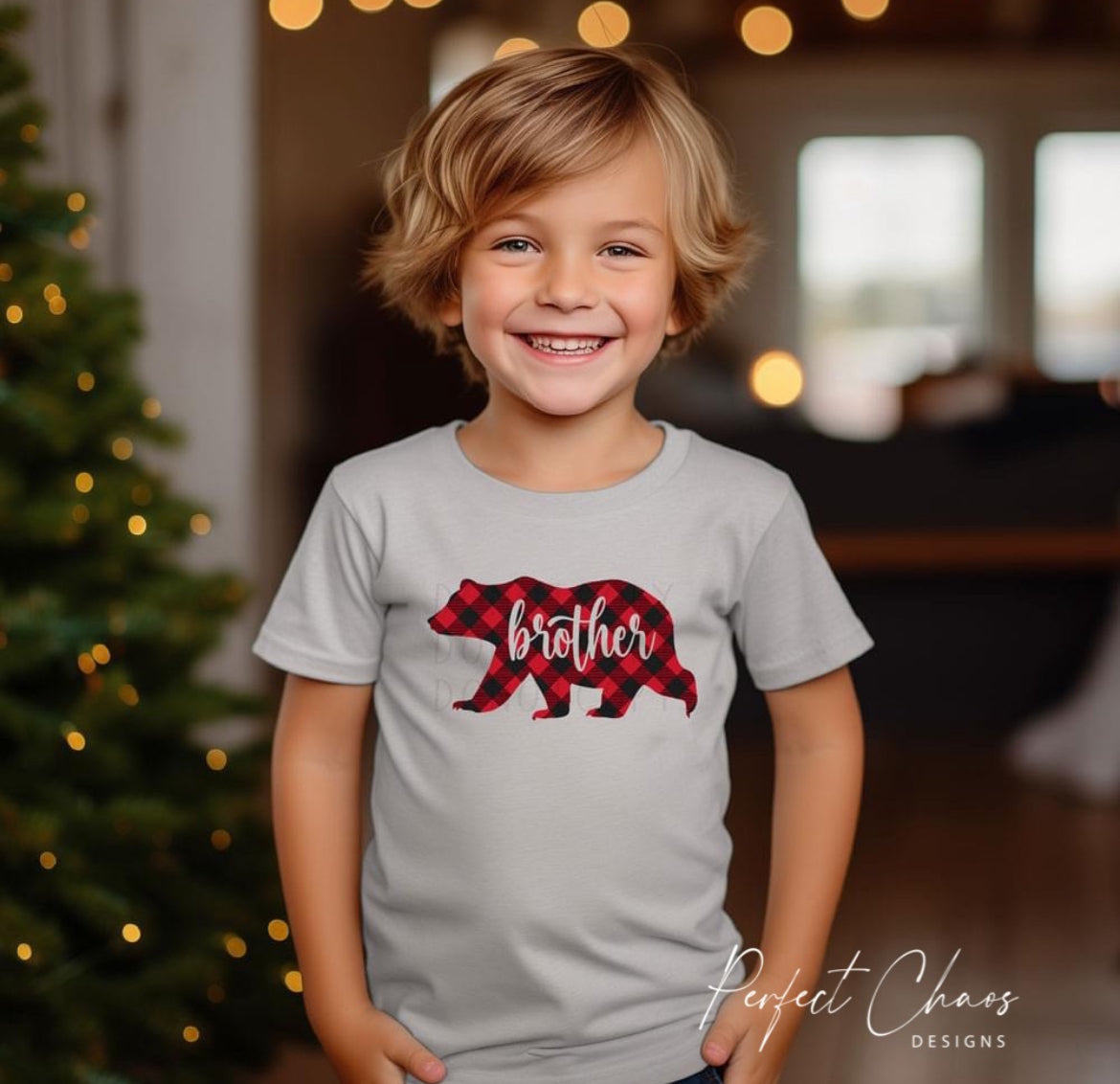 Family Plaid Custom Name Bear