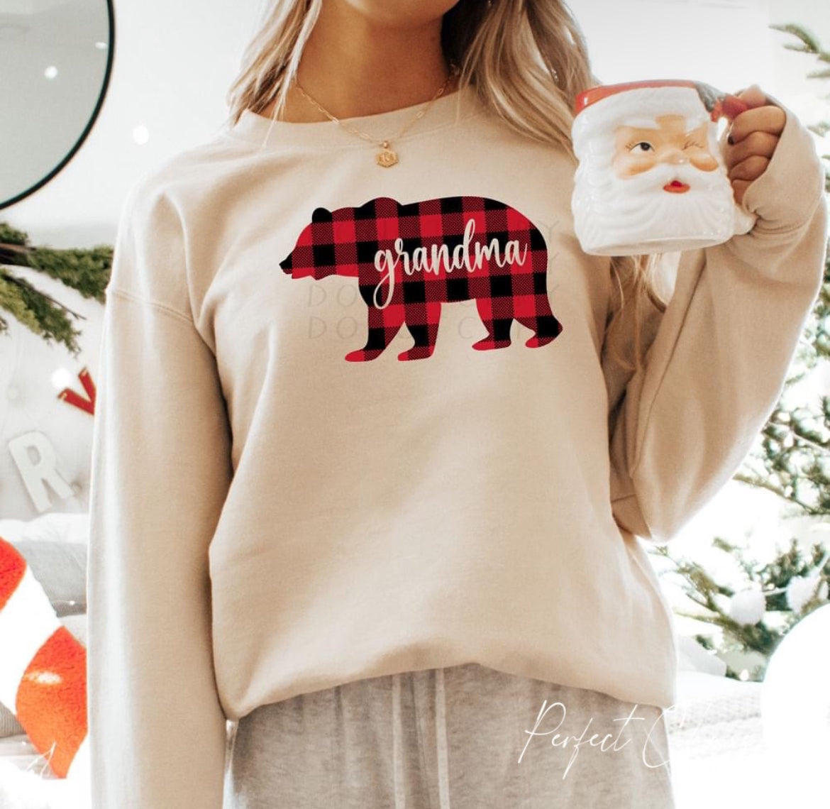 Family Plaid Custom Name Bear