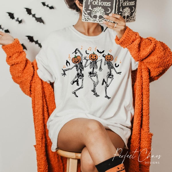 Pumpkin head skeletons