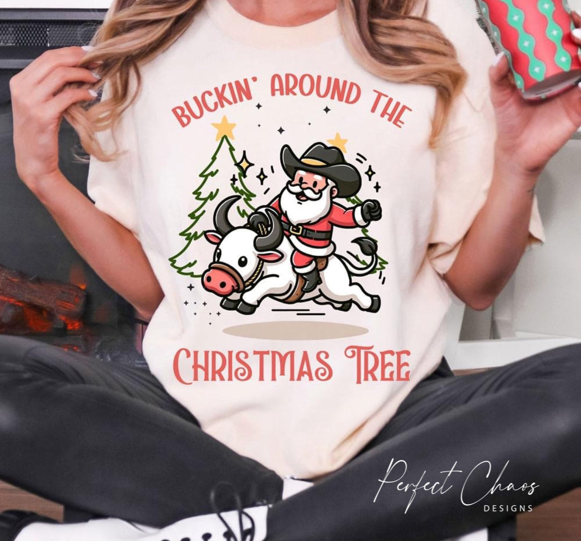 Buckin around the Christmas tree