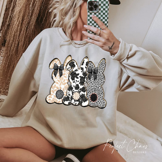 3 Bunnies - Different Print + Bows