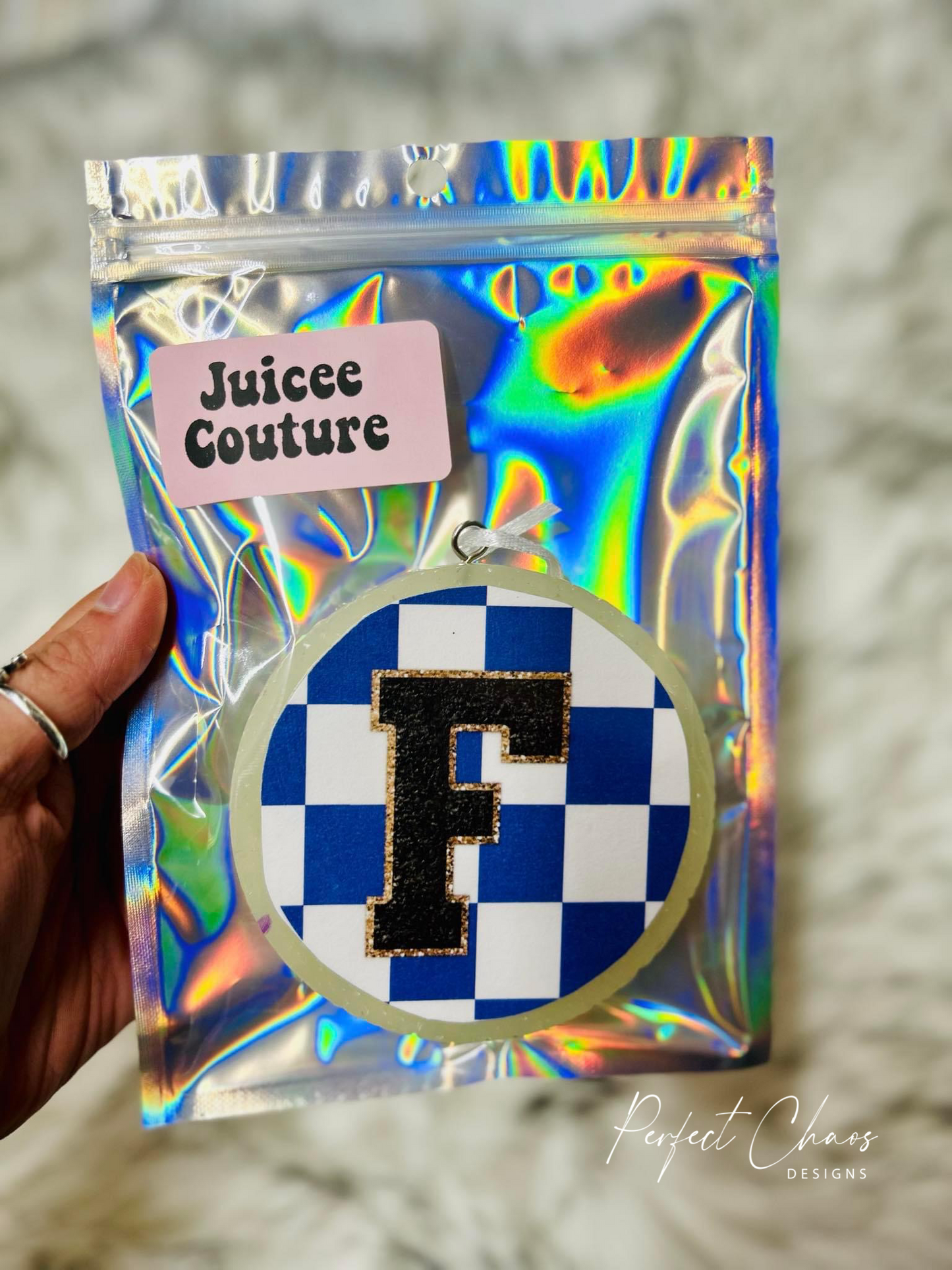 Checkered Black Letter Custom Freshie