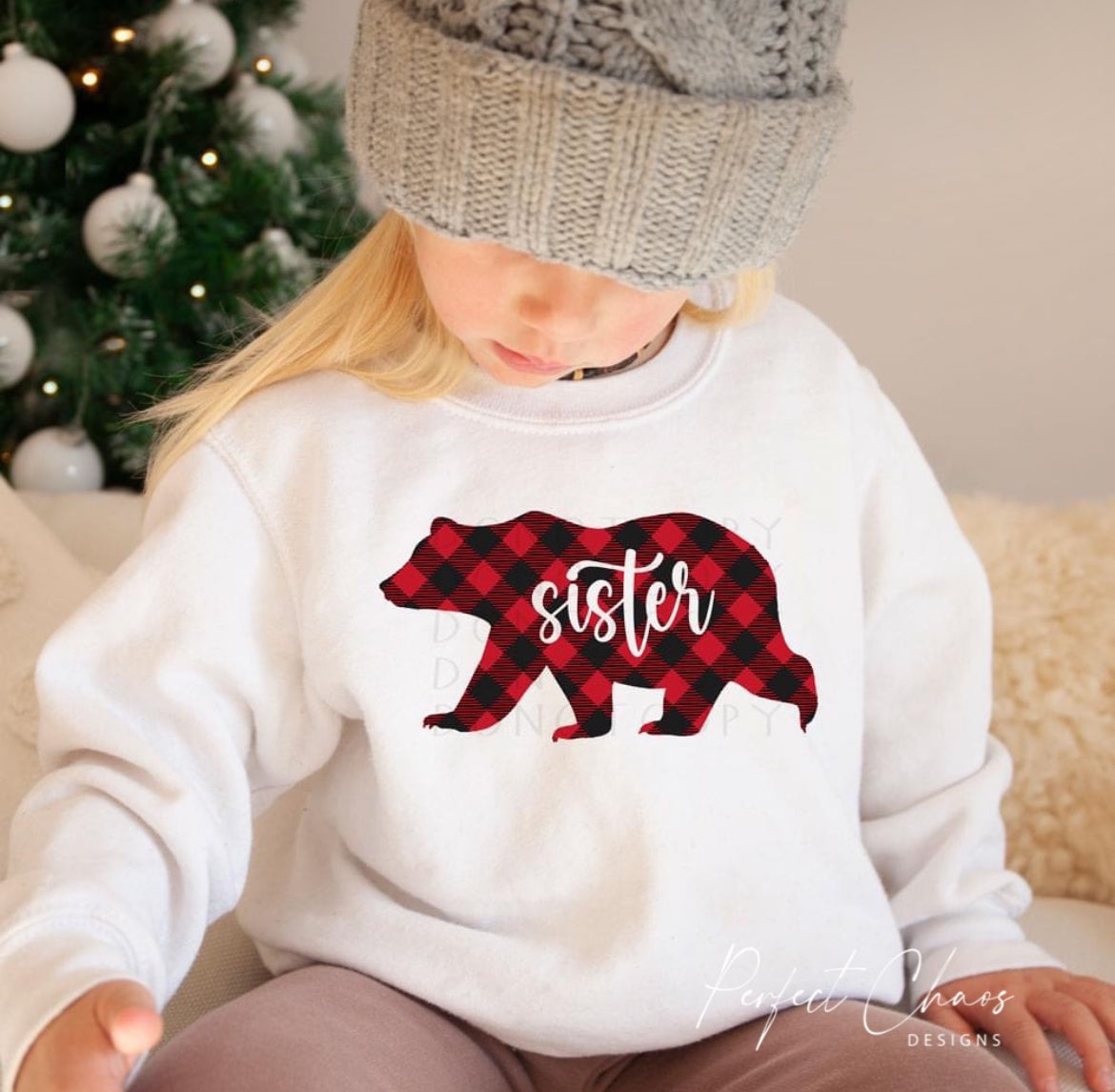 Family Plaid Custom Name Bear