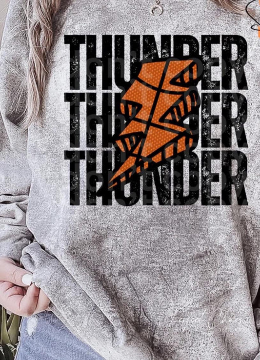 Thunder Stacked Basketball Lightning Bolt