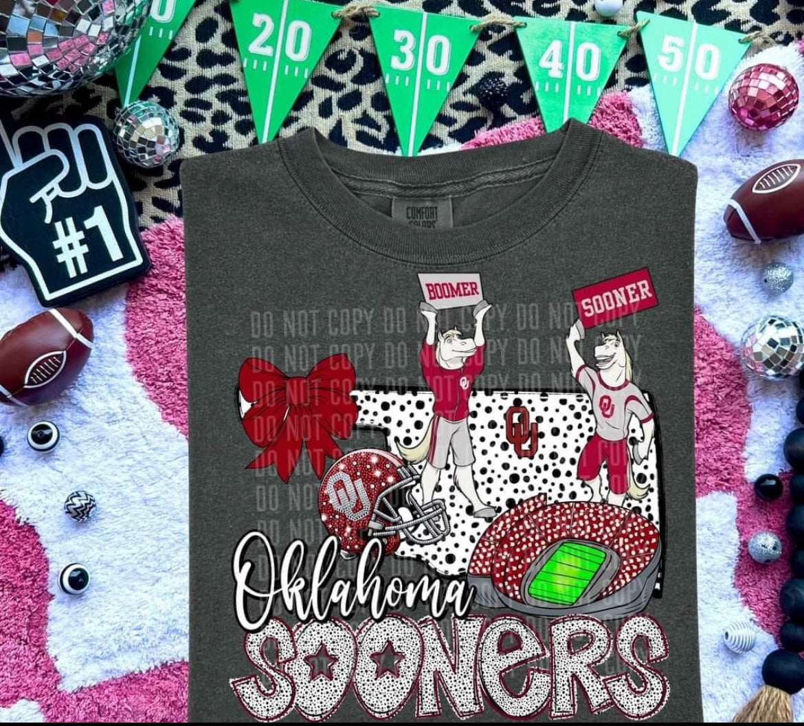 O K Sooners State + Bow