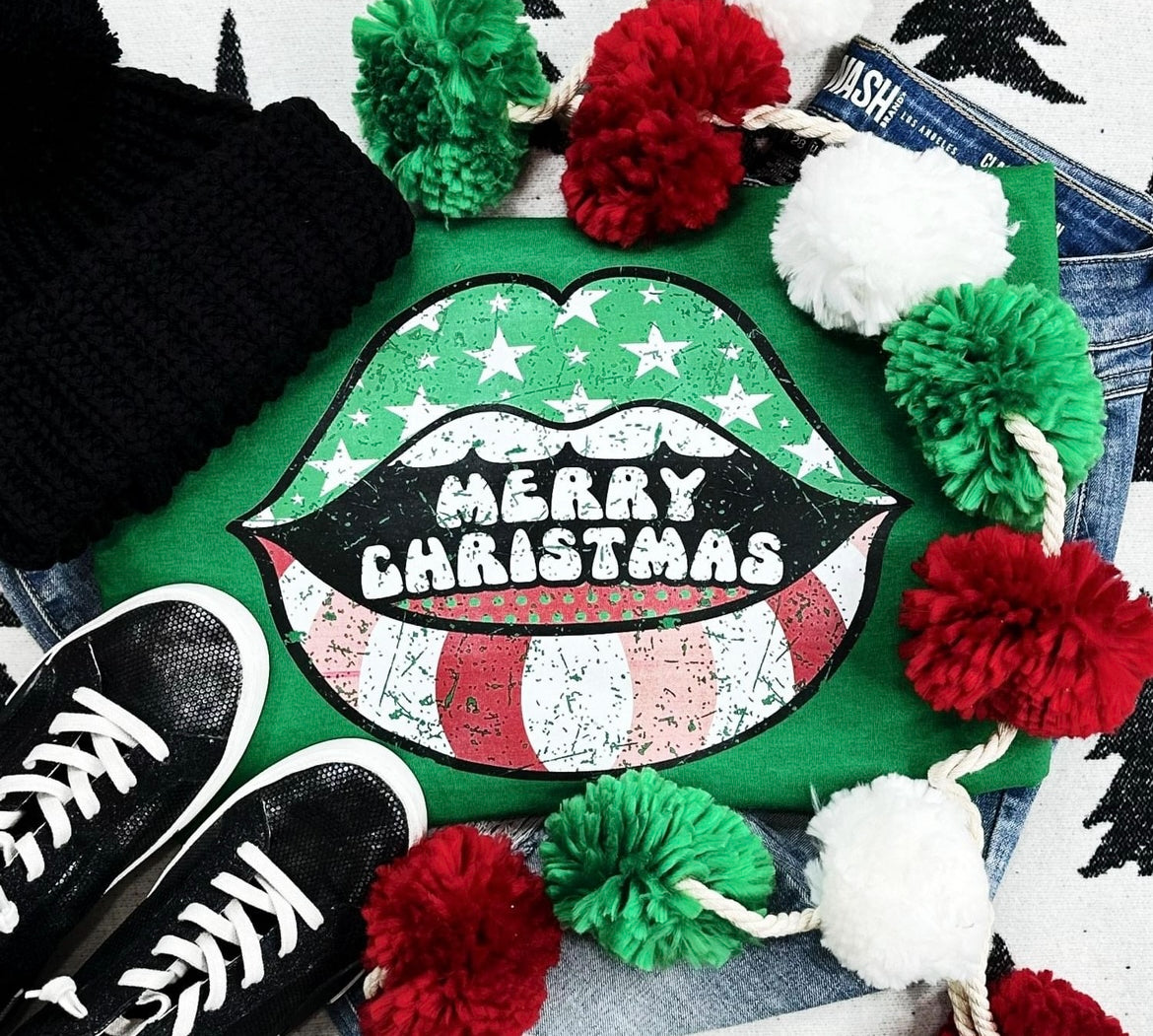 Merry Christmas Lips - Green