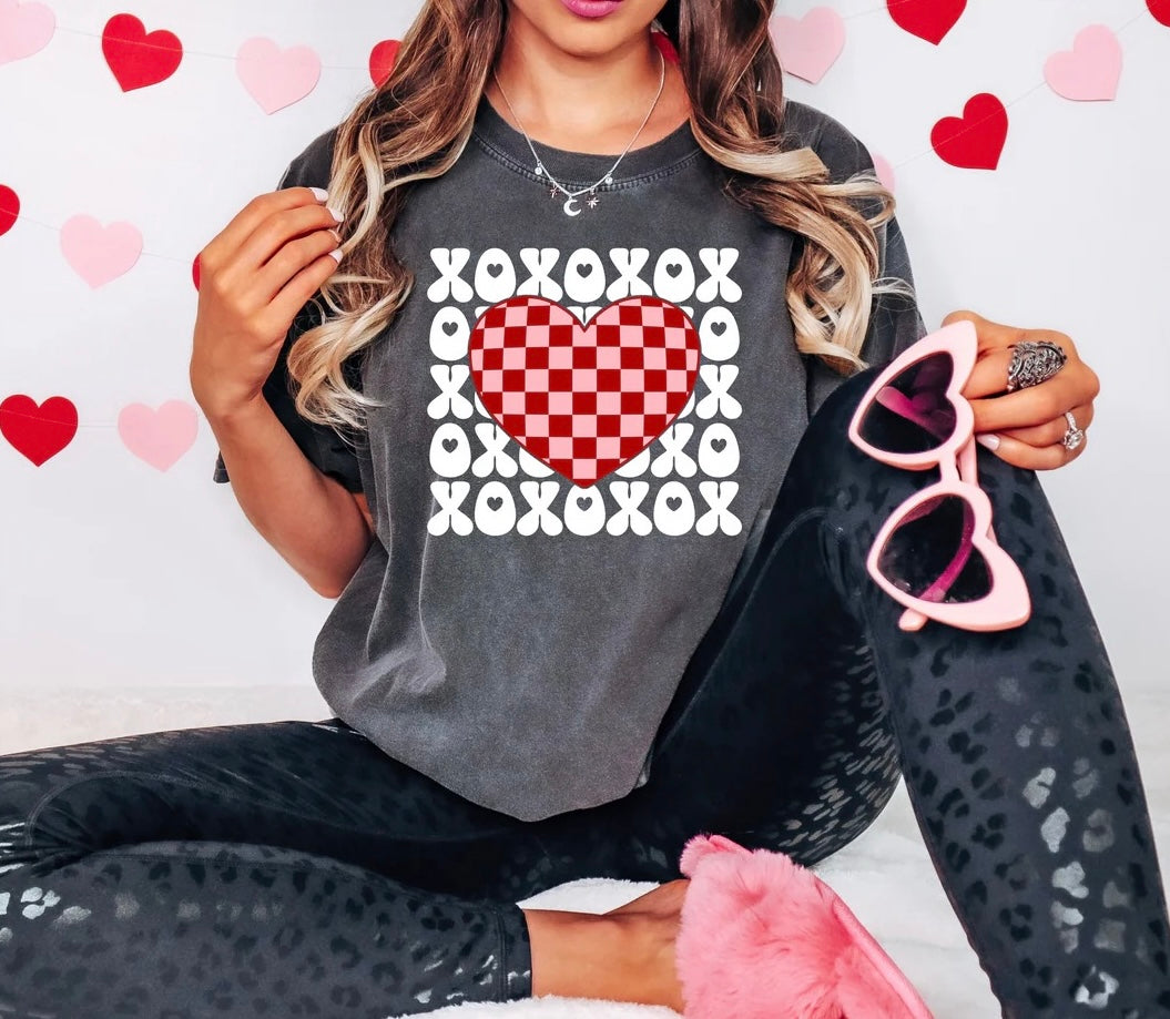 XOXO Checkered Heart