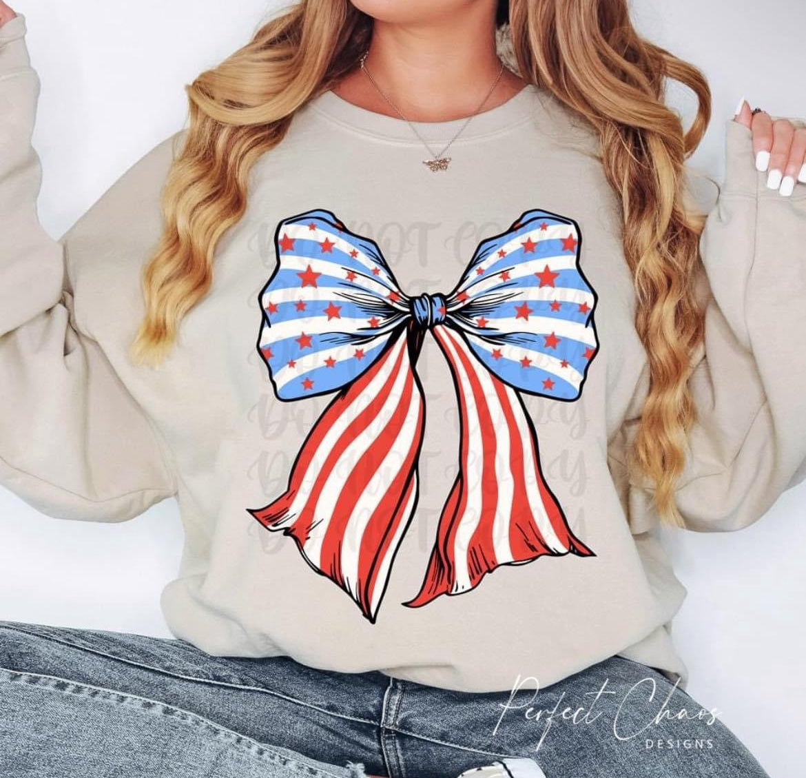 Patriotic Light Blue Bow