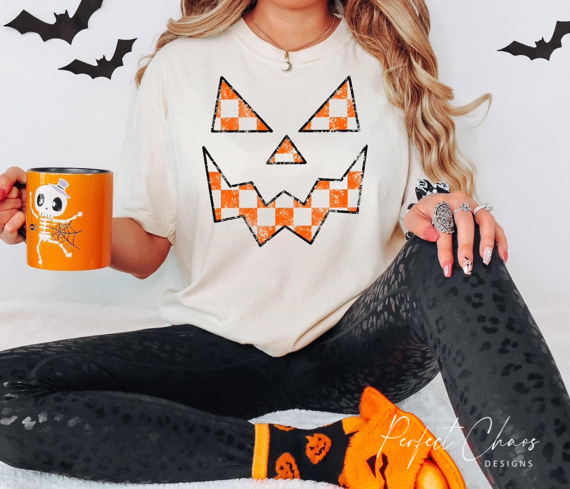 Checkered Pumpkin Face