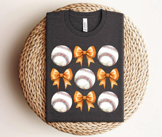 Baseball Orange Bows