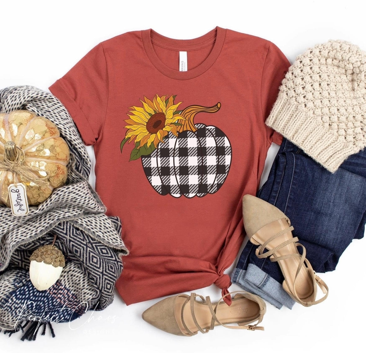 Plaid Pumpkin - Black & White