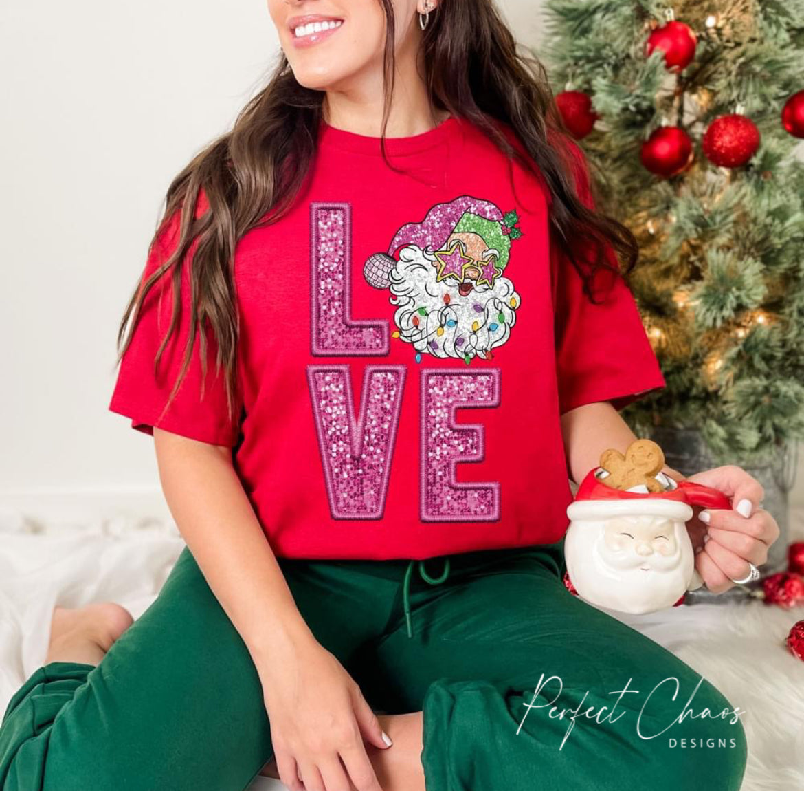 LOVE Sequin Look Disco Santa