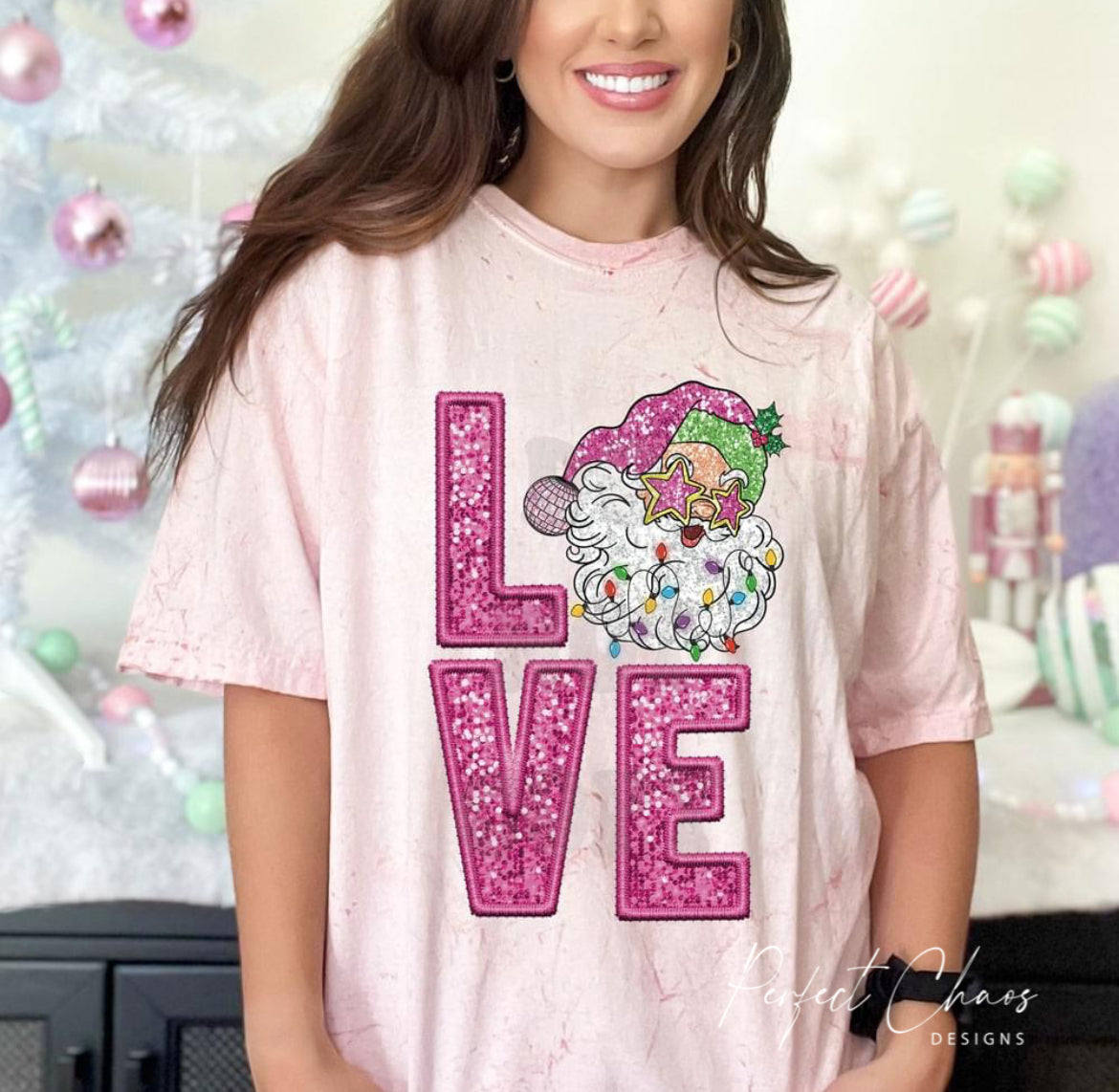 LOVE Sequin Look Disco Santa