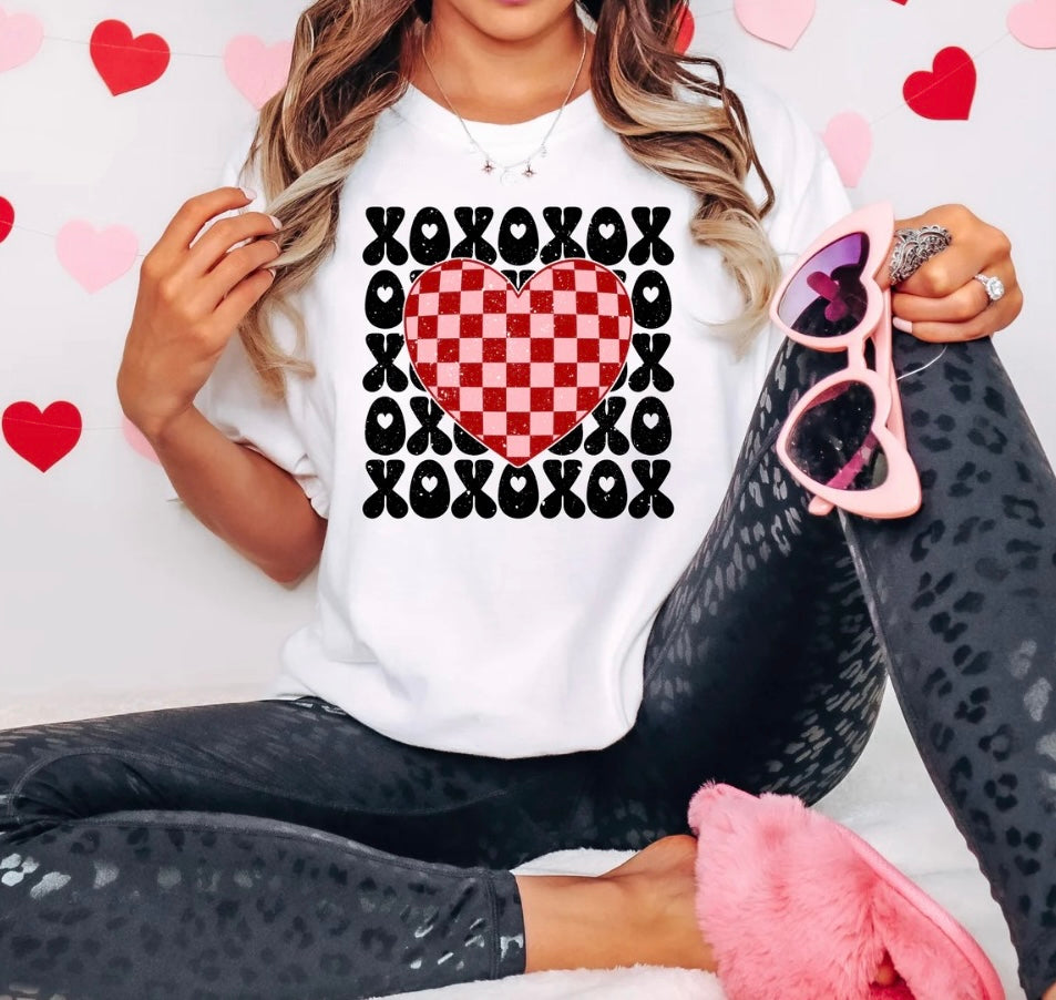 XOXO Checkered Heart