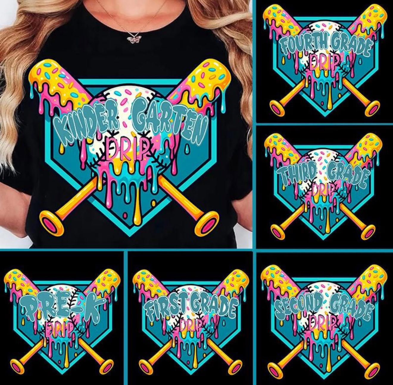 Baseball Teal Home Custom Grade School Plate Drip