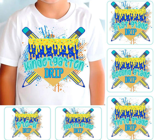 Baseball Drip School + Pencils - Blue + Yellow