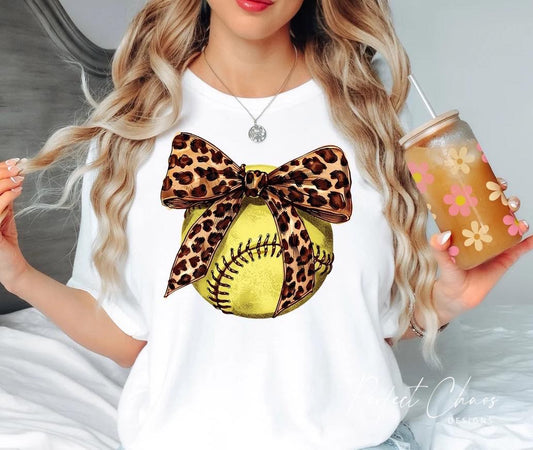 Softball Leopard Bow